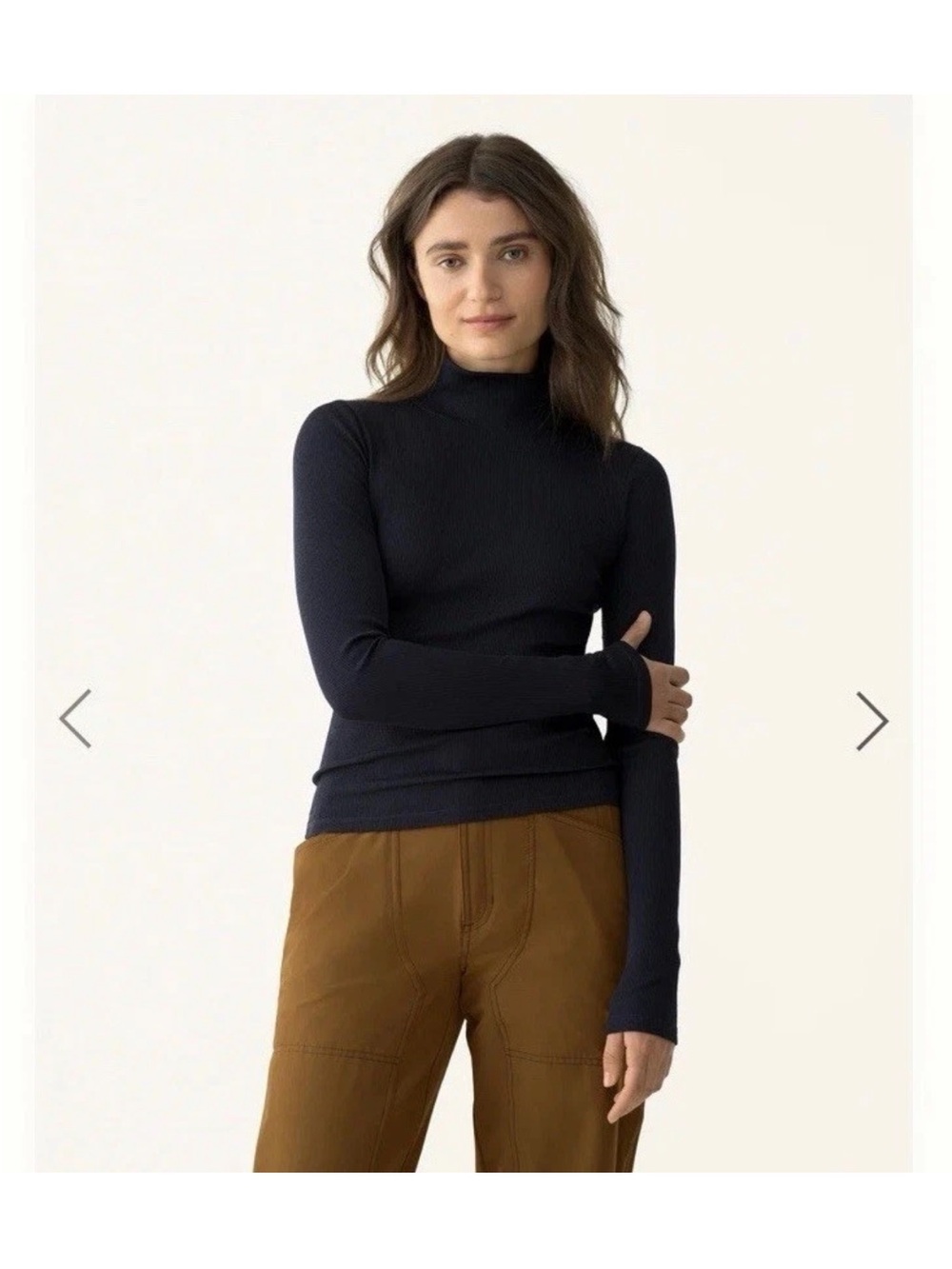NWT Hikerkind Ribbed Merino Wool Turtleneck Navy Woad size Large Classic Fall